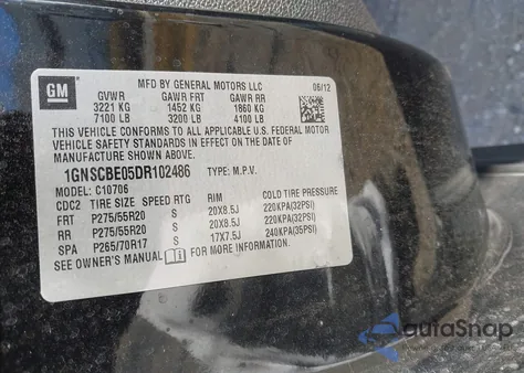 2013 Chevrolet Tahoe Lt z USA, uszkodzony, nr VIN 1GNSCBE05DR102486